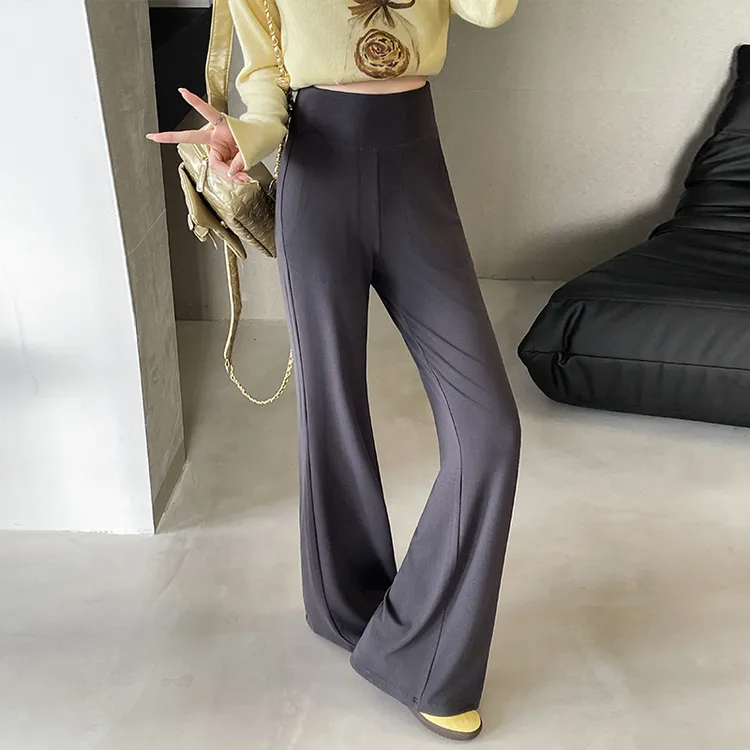 2025秋季爆款休闲显瘦微喇裤女高腰修身马蹄裤小个子瑜伽喇叭卫裤