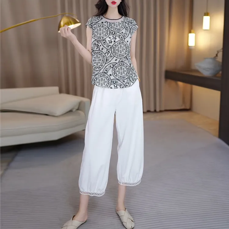 2025新款夏季套装女中年妈妈今年流行爆款时尚洋气减龄穿搭一整套