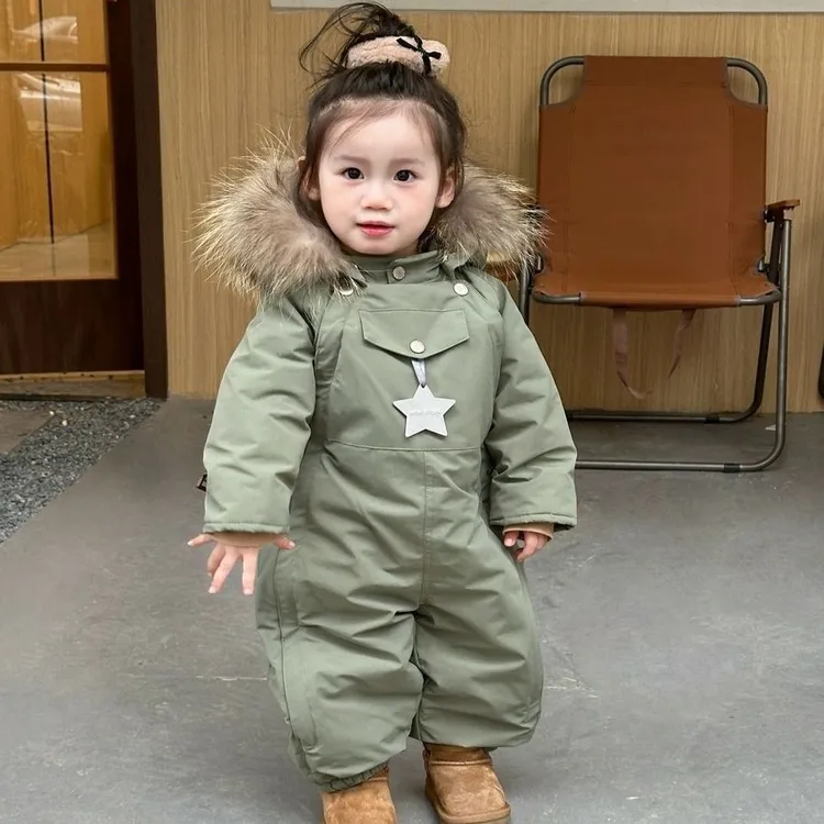婴幼儿童宝宝滑雪服秋冬婴儿男女童服棉袄新生儿爬连体衣冬季加厚
