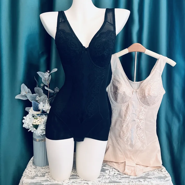 外贸高端紧版塑型连体衣有钢圈棉杯托胸侧收收腹提臀美体塑身衣女