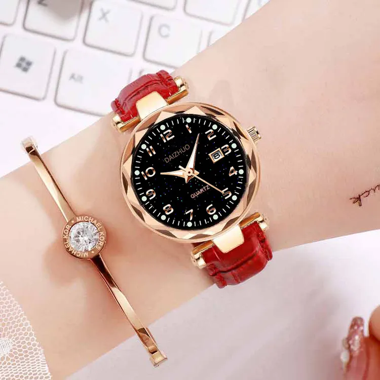 送女友生日礼物女士手表2025新款日历数字石英表防水皮带气质女表商品图