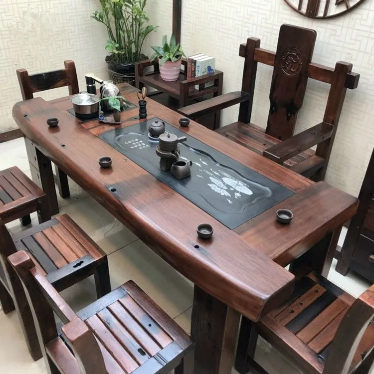 老船木茶桌中式茶台实木茶几全套组合客厅一体茶桌简约茶台一整套