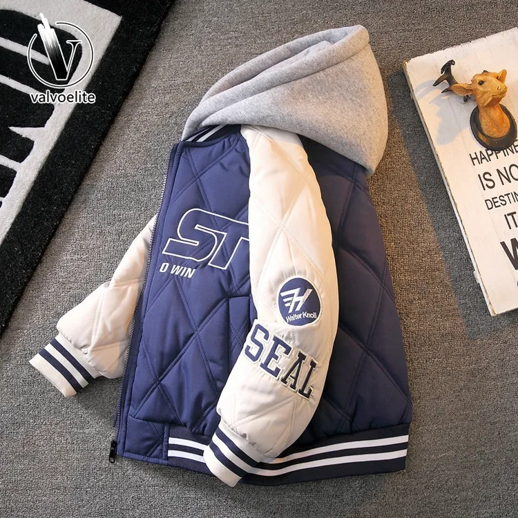 VALVOELITE男童夹棉外套2025新款冬季棒球服中大童保暖加厚棉服潮