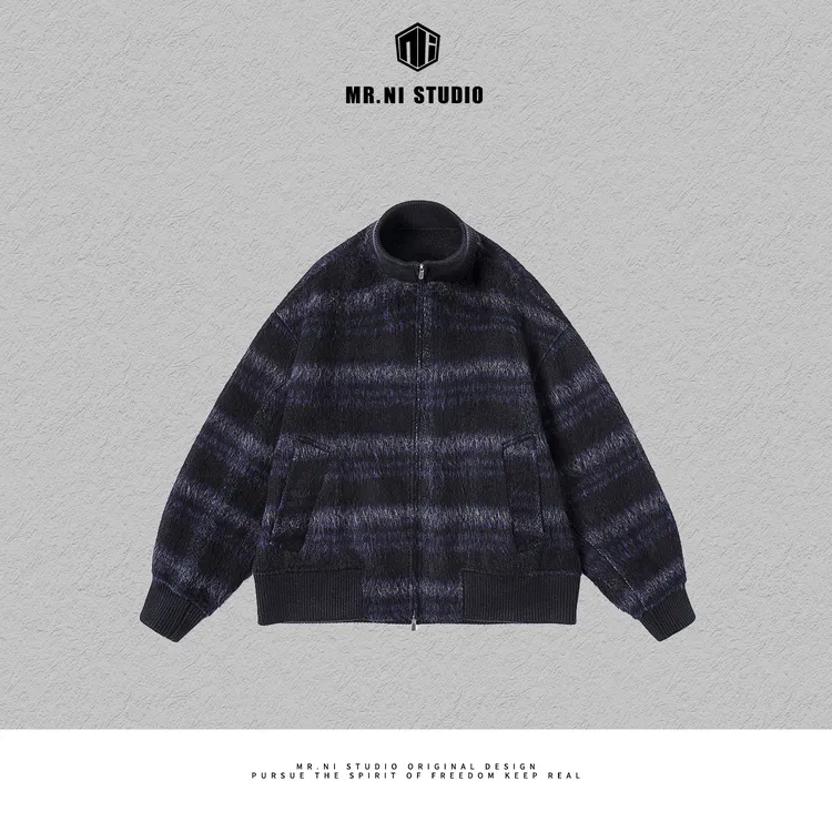 MR.NI/倪先生「假日派对」圣诞氛围缪系格纹撞色绵羊毛羊驼绒大衣