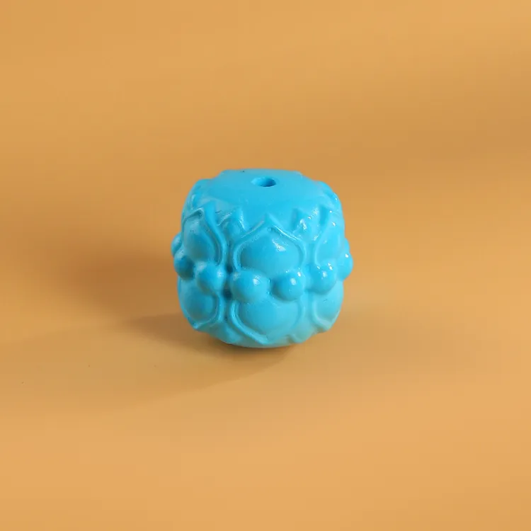 精品瓷高蓝色莲花老型珠雕刻珠手串项链隔配珠百搭爆款diy配饰件
