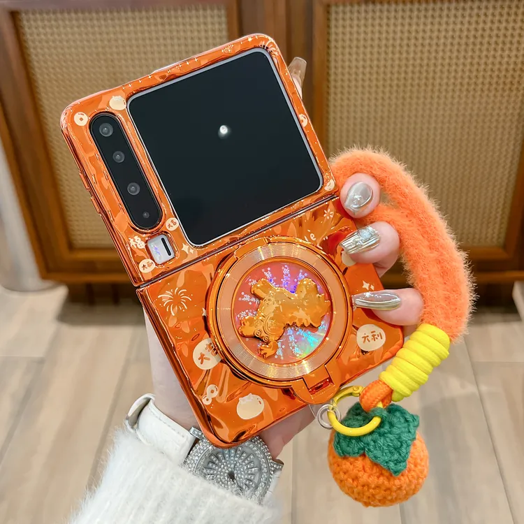 橙色大吉大利适用华为purax手机壳pocket2小米折叠荣耀女款保护套