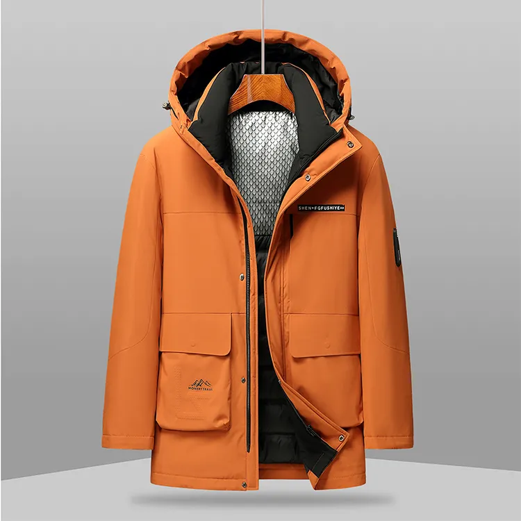 2025冬季新款男士潮流羽绒服男中长款修身加厚外套休闲青年羽绒袄