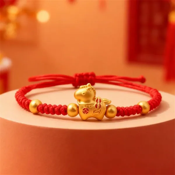 布艺手链 新款属马本命年福马红绳手链编织绳手链男女款平安手绳