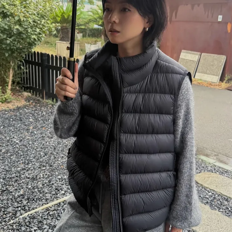 白鸭绒羽绒马甲女短款背心秋冬2025新款韩版宽松高级感小个子坎肩