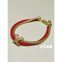 铜合金皮质手链 F2-111【x白锆红色皮质撞金色蛇骨手链】