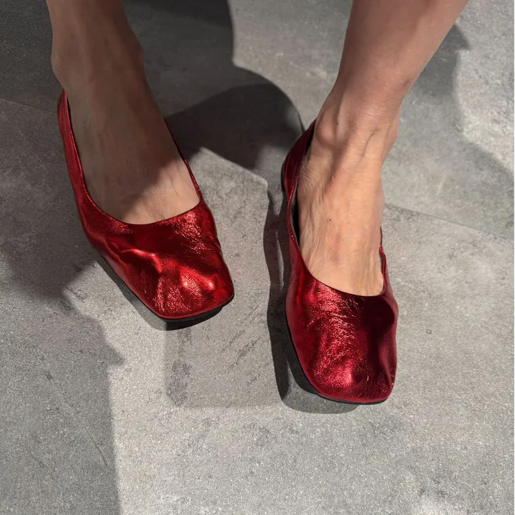 COCOLINDA | Row风羊皮方形多色芭蕾平底鞋X2746