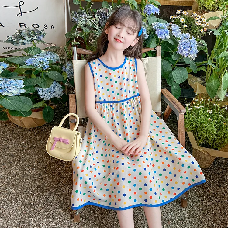 女童连衣裙夏款儿童裙子公主裙中大童夏天无袖洋气时髦女孩背心裙