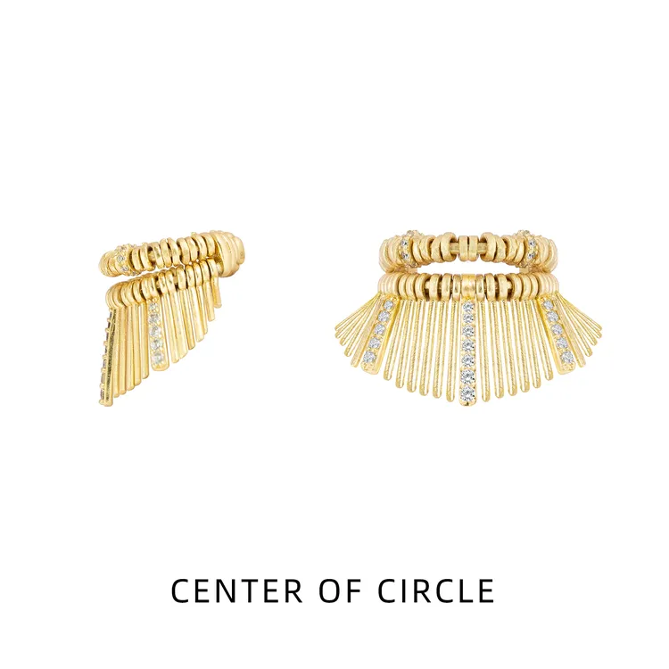 铜合金合成锆石耳饰 COC圆心-鎏金岁月系列-轻奢灵动耳骨夹