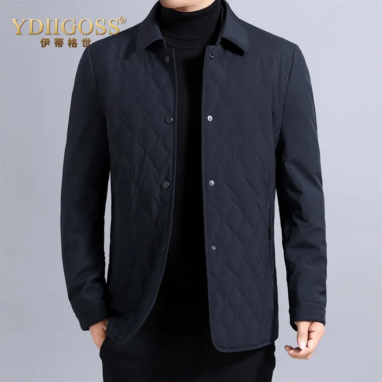 YDIIGOSS中年棉袄外套男秋冬季加厚保暖棉服时尚休闲棉衣男装