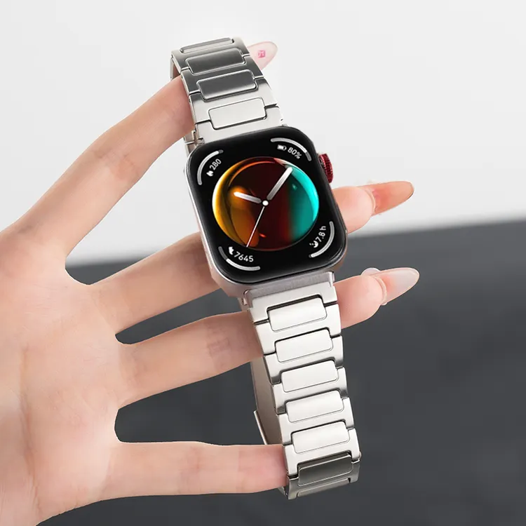 适用华为watchfit4/3方格工装不锈钢FIT4/3高级4pro时尚三株腕带