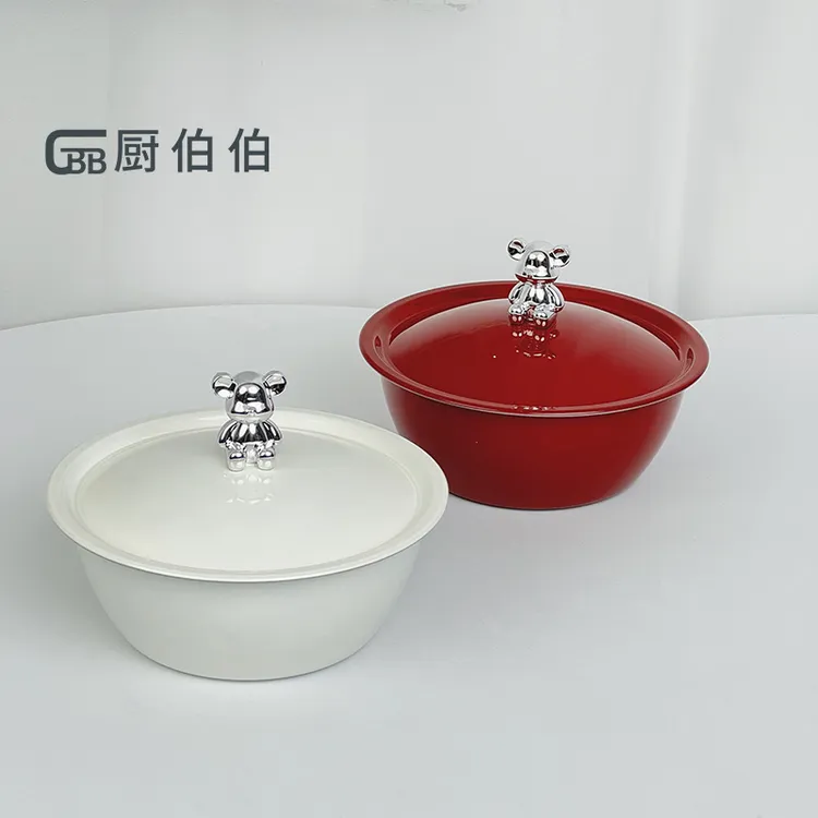  小熊碗304不锈钢带盖燕麦碗吃饭碗酸奶碗