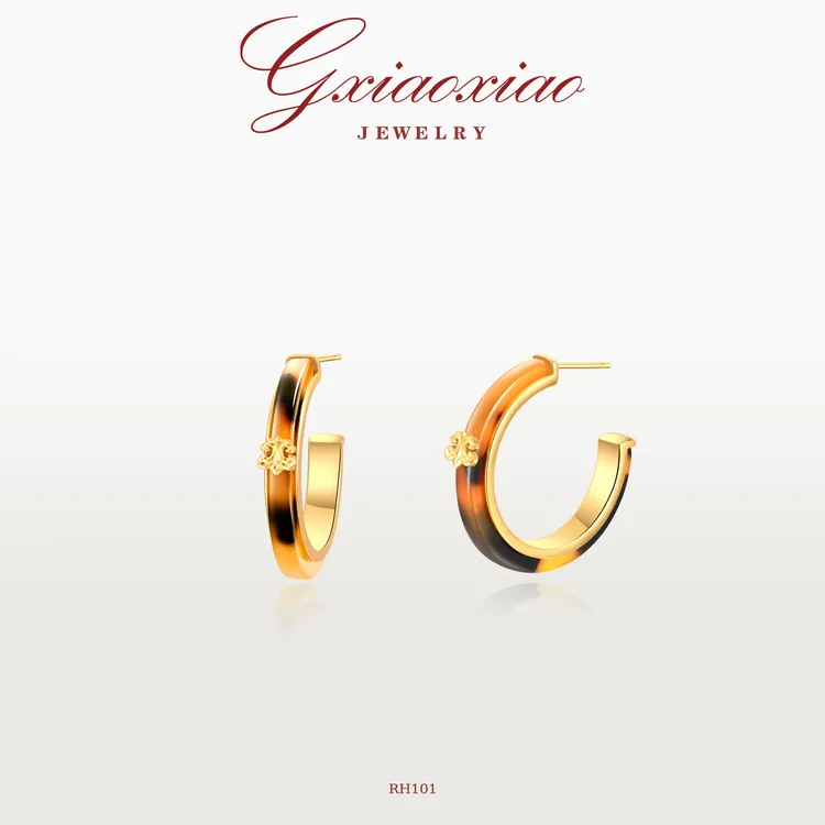 G XIAOXIAO时尚轻奢高级感精致百搭鸢尾花C圈耳环 RH101新年礼物