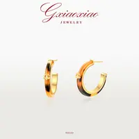 G XIAOXIAO 镀K金 时尚轻奢高级感精致百搭鸢尾花C圈耳环 RH101