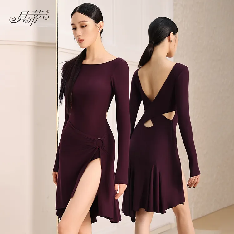 贝蒂2025新款拉丁舞服成人日常练功服高级感拉丁舞服装连衣裙BD38