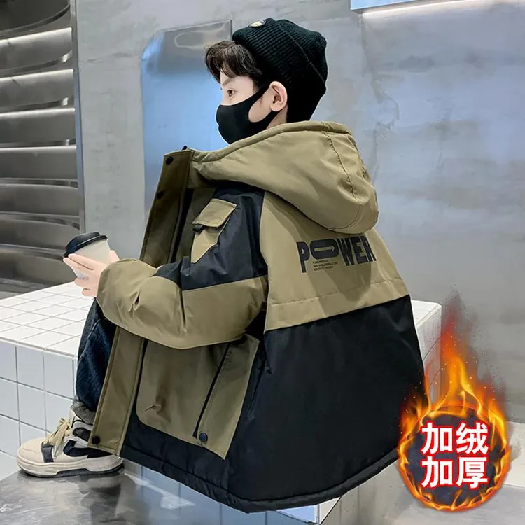 男童外套春秋冬款2023新款中大儿童冬装加绒加厚冬季男孩派克服潮