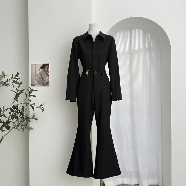 秋季新款黑色气质通勤御姐风高级感衬衫女休闲上衣高腰微喇西裤