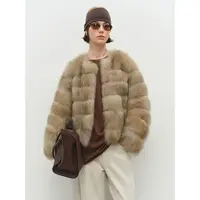 MSBEAST奢定级双染SAGA狐狸毛_圆领横排夹革皮草短外套丨暮光城堡