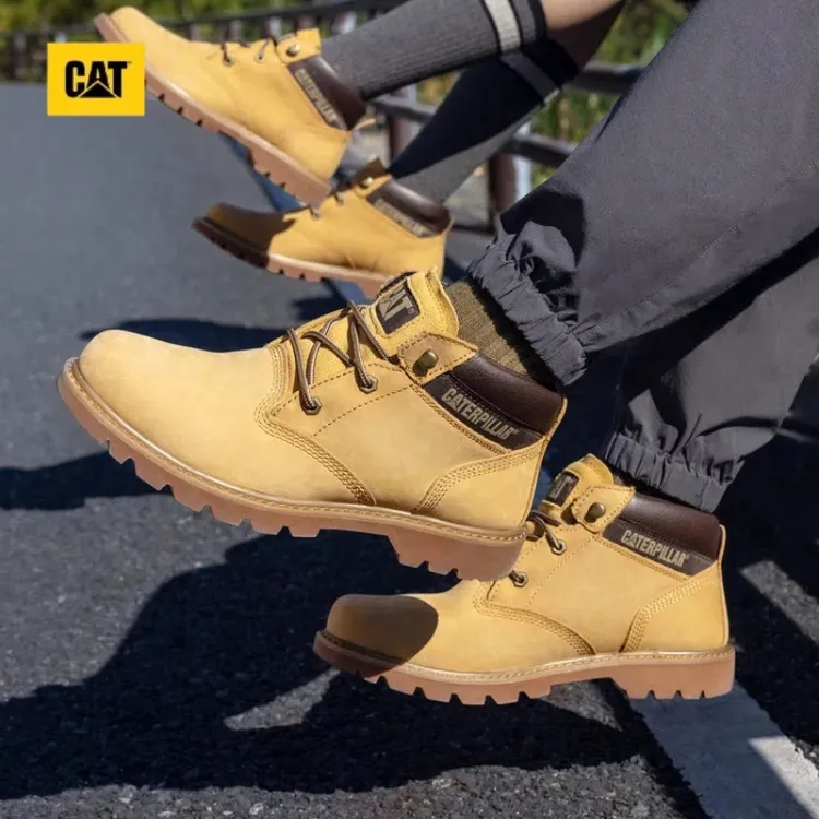 CAT卡特中帮大黄靴户外休闲复古工装鞋男女同款牛皮马丁靴秋冬S