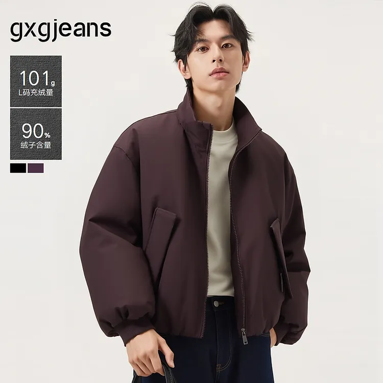 gxg.jeans男装 多色潮流宽松短款立领夹克式羽绒服外套 25冬新品