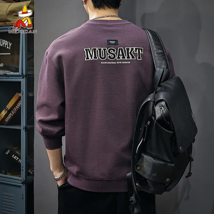 Mexican/稻草人美式潮牌刺绣卫衣男款春季宽松休闲圆领长袖上衣潮