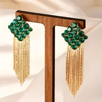 【KEFAN珂梵】金色女绿色欧美风流苏耳环