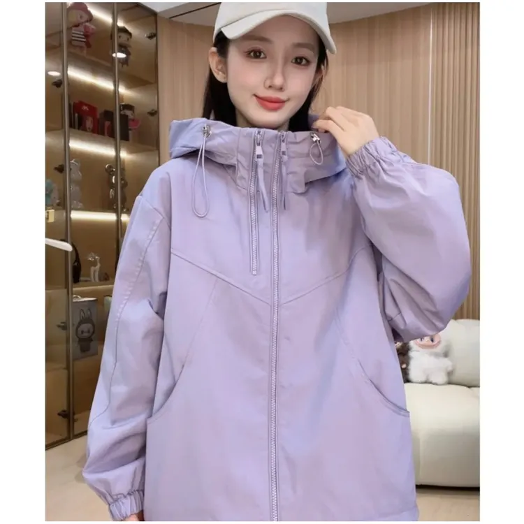 【八色爆款】秋季冲锋衣双拉链休闲百搭女时尚运动早秋款外套