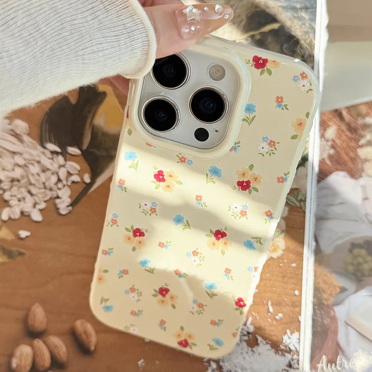 暖黄色碎花苹果16手机壳13硅胶12适用iphone15promax防摔14文艺风