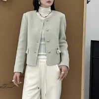 美人访【月光舒曼】轻熟风百搭时尚短款大衣外套12080