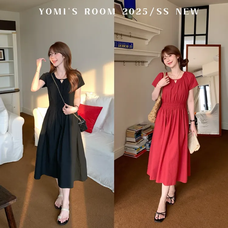 【现货】YOMI小个子【高智女主】收腰连衣裙气质高级知性夏季显瘦显白