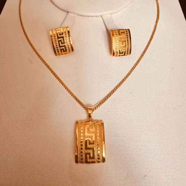 铜合金项链 TJ117 网红百搭首饰 项链耳环两件套