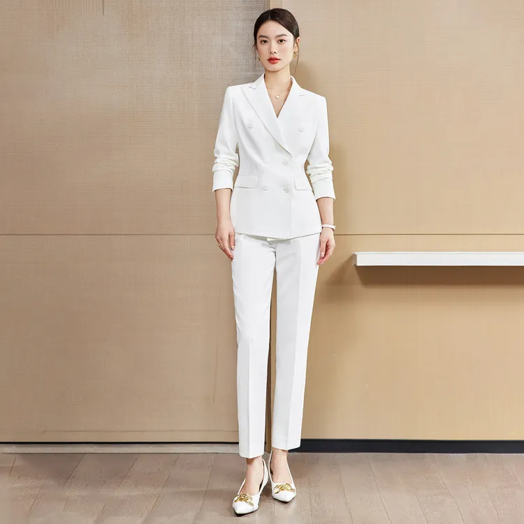 白色西装套装女春秋新款高级感气质主持人高端职业正装西服休闲