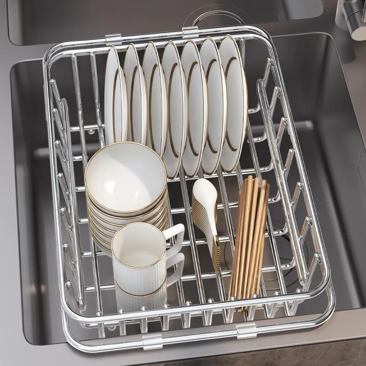 沥水架沥水篮过滤水槽洗菜盆碗碟收纳伸缩不锈钢洗碗池厨房置物架