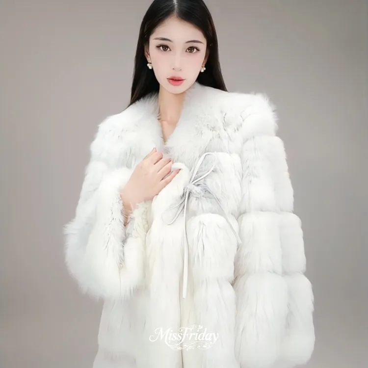 MissFriday｜芬兰进口狐狸毛皮草浴袍款车条高级定制5713