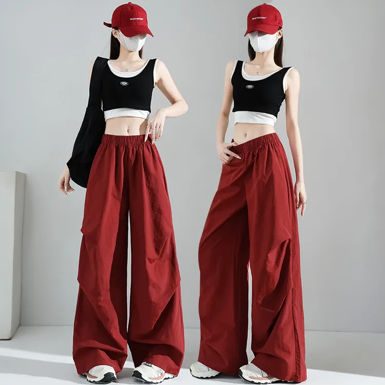 美式伞兵速干工装裤女2025夏季薄款高腰小个子阔腿冲锋登山运动裤