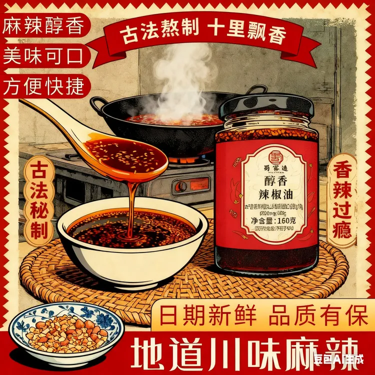 正宗四川油泼辣子凉拌红油辣椒油凉拌菜花生辣椒酱钵钵鸡调料香辣