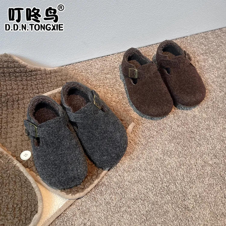 冬~【毛呢勃肯鞋！】加绒加厚儿童棉鞋女童百搭鞋子男童柔软韩版童鞋