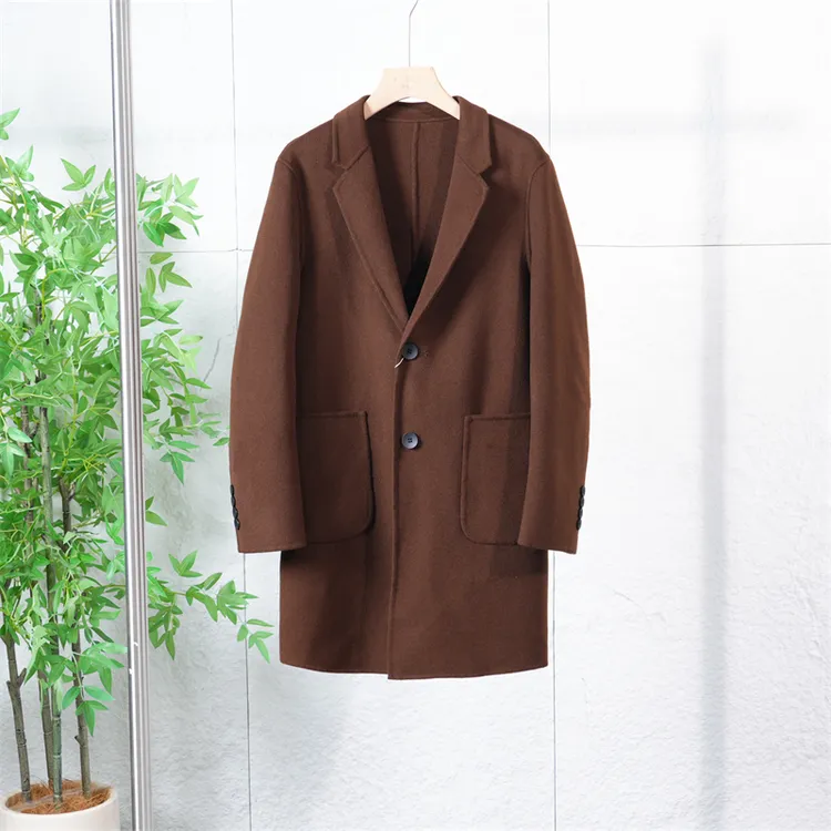 秋冬情侣款含绵羊毛中长款翻领风衣商务休闲百搭毛呢大衣ZS555