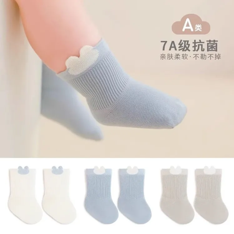 新生婴儿袜子春秋薄款袜宝宝新生儿松口不勒腿初生中筒透气