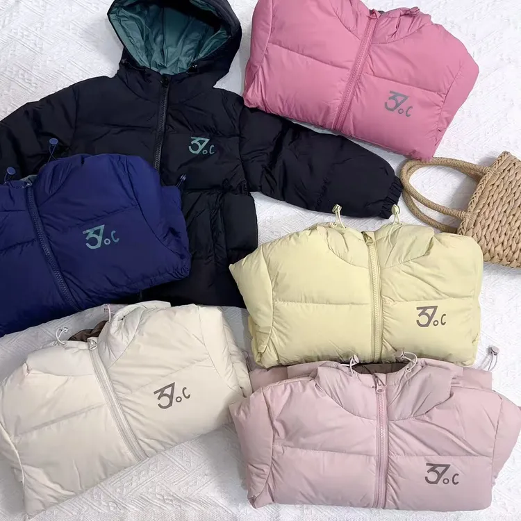 儿童90白鸭绒中童外穿羽绒服撞色厚款保暖防风