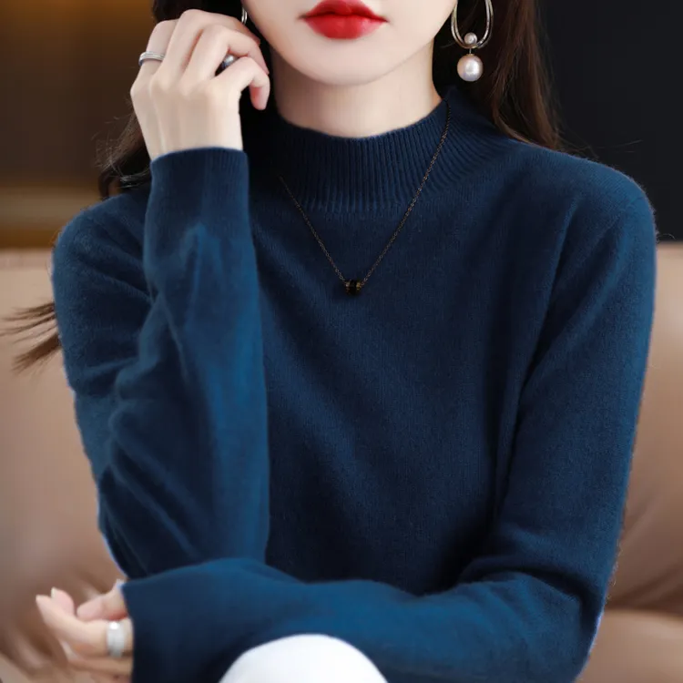 【现货宠粉】新款纯色半高领针织衫亲肤显瘦打底衫毛衣套头长袖百搭