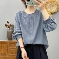 2025秋季新款立领斜纹磨毛长袖衬衫休闲百搭上衣女86288