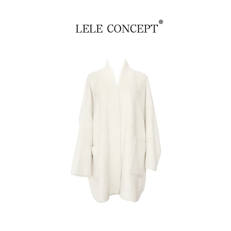 LELE CONCEPT「雪绒雅肩」法式轻奢气质款落肩中款双兜大衣D0130