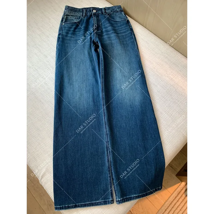 DAR STUDIO 【开叉蓝牛】2025秋季新款窄版阔腿百搭显瘦开叉牛仔裤