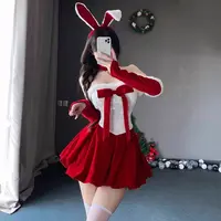圣诞红色连衣裙战袍显瘦蓬蓬裙兔耳朵