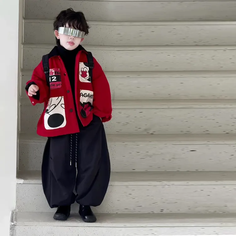 男童冬季夹棉外套棉袄儿童洋气时髦外套年服男宝宝棉袄冬款百搭潮